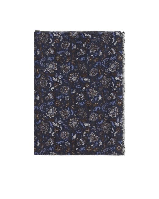 Kiton Blue Paisley Pattern Scarf for men