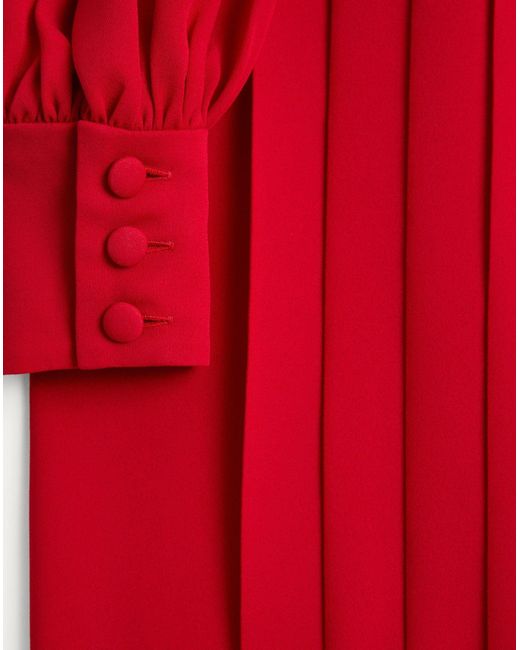 Valentino Gathered Long-Sleeved Georgette Gown