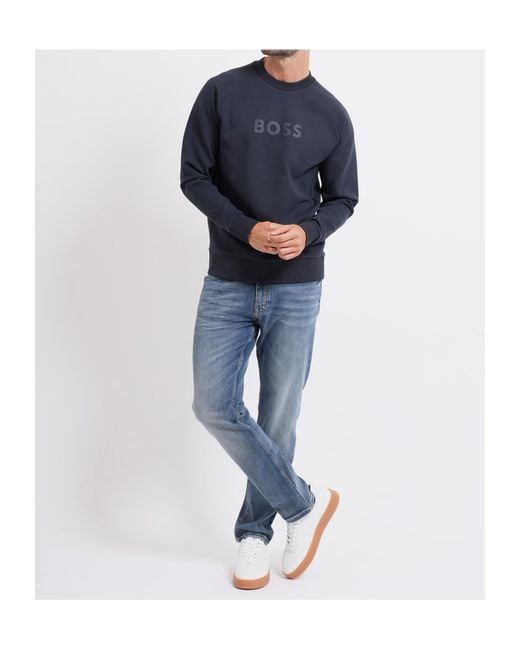 Boss Blue Long-Sleeve Sweatshirt for men
