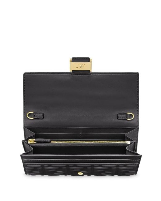 Fendi Black Ff Motif Baguette Continental Chain-Linked Wallet