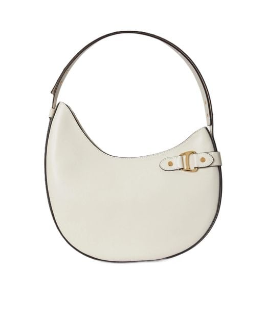 Ralph Lauren White Large Tasha Leather Shoulder Bag