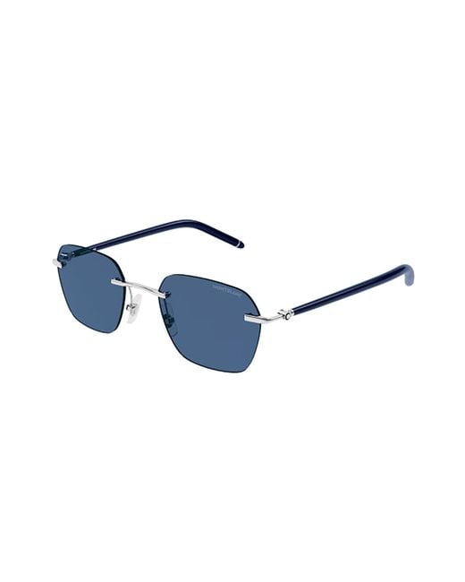 Montblanc Blue Eyewear Square Frame Sunglasses