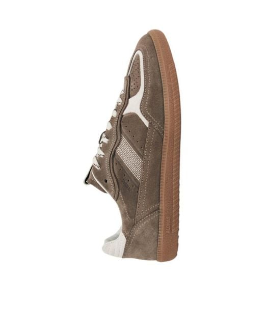 Alohas Brown Topstitched Low-Top Sneakers