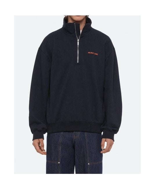 Helmut Lang Blue Small Logo Quarter-Zip for men