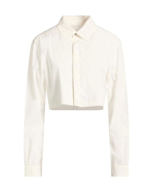 Rick Owens White Solid-Color Long-Sleeve Shirt
