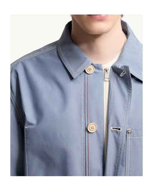 Moncler Blue Elorn Chambray Shirt Jacket for men