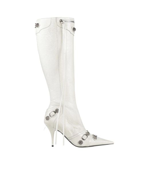 Balenciaga White Leather Boots