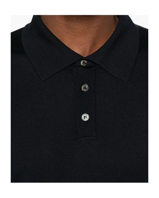 Roberto Collina Black Silk Fine Knit Polo Shirt for men