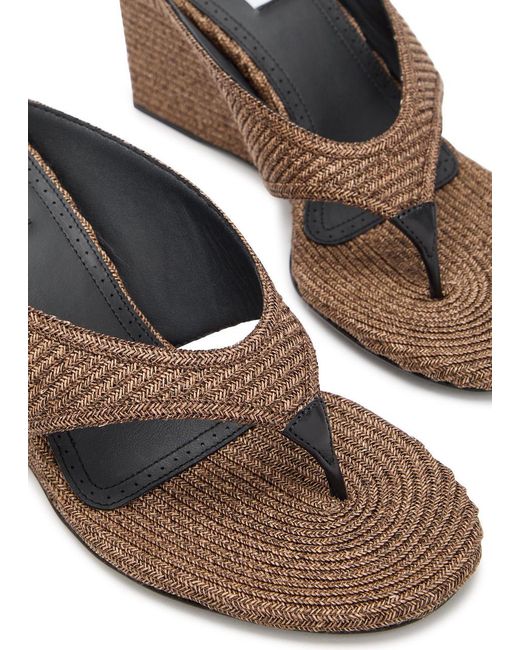 Alaïa Brown Raffia Thong Wedge Mules