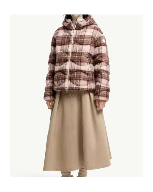 Moncler Brown Cervi Wool Blend Hooded Short Down Jacket