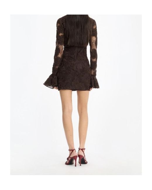 ROTATE BIRGER CHRISTENSEN Black Rositana 3D Floral Lace Mini Dress