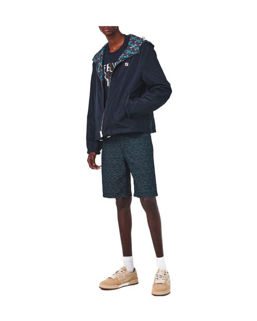 Fendi Blue Weather Resistant Windbreaker for men
