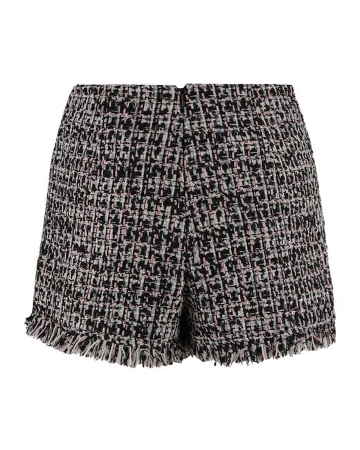 Self-Portrait Black Fringed Boucle Shorts