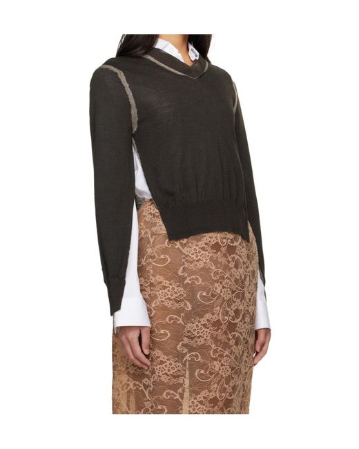 Acne Black Wrinkled V-Neck Jumper