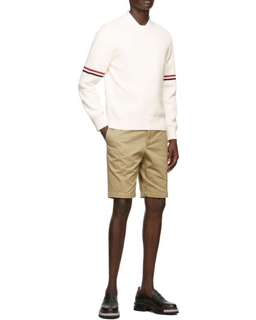 Thom Browne White Rwb Striped Knit Jumper for men