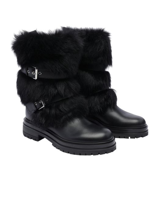 Gianvito Rossi Black Maverick Buckle Detailed Biker Boots
