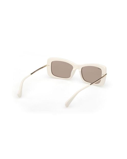 Max Mara White Rectangular Frame Sunglasses