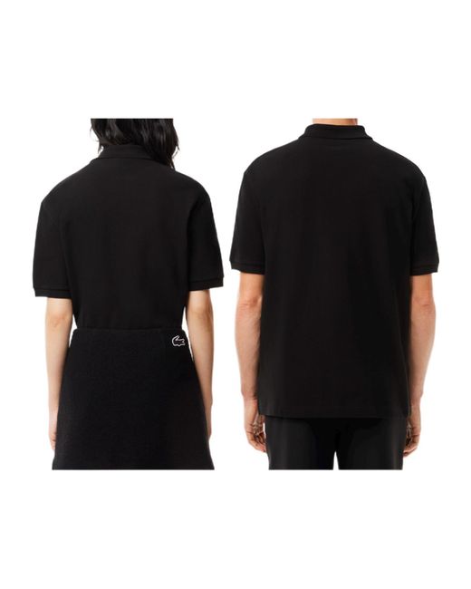 Lacoste Black Relaxed Fit Pique Polo Shirt for men