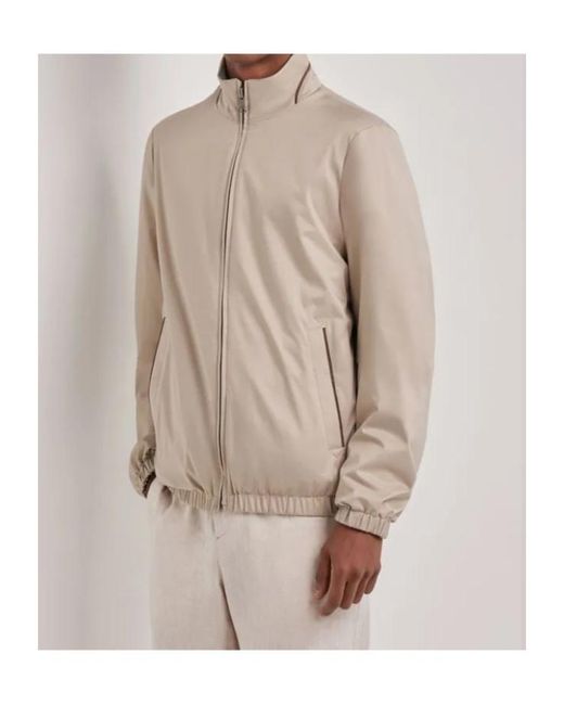 Canali Brown Stand-Collar Zip Jacket for men