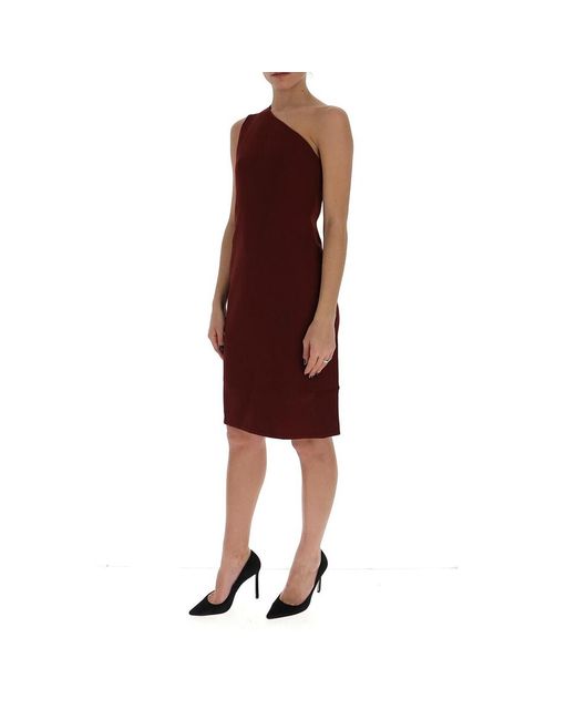 Bottega Veneta Red One Shoulder Knit Dress