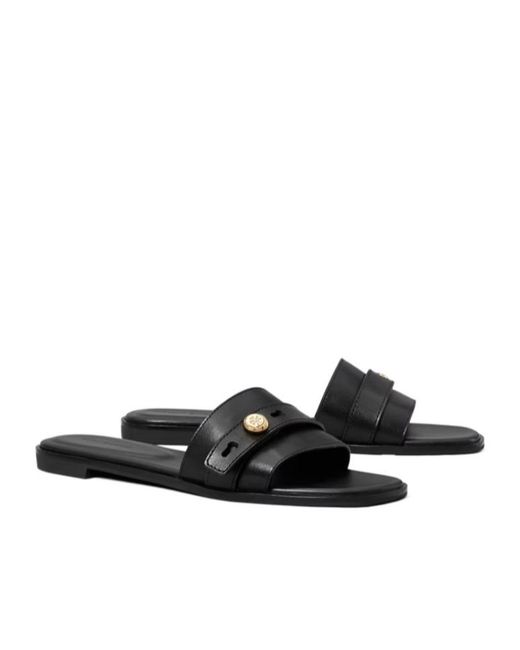 Tory Burch Black Romy Flat Mules