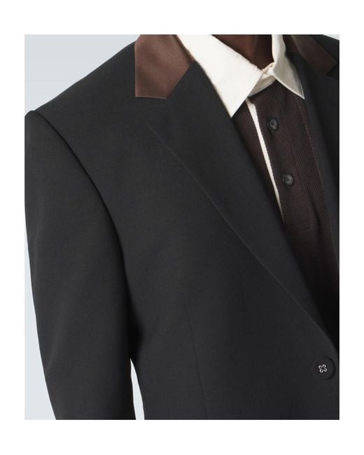 Wales Bonner Black Alto Satin-Trimmed Virgin Wool Blazer for men