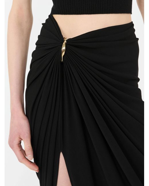 Sportmax Black Draped Asymmetric Skirt
