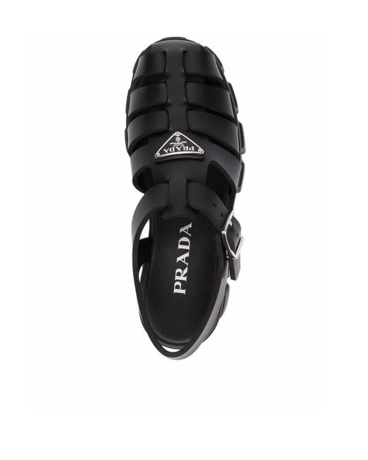 Prada Black Strapped Platform Sandals