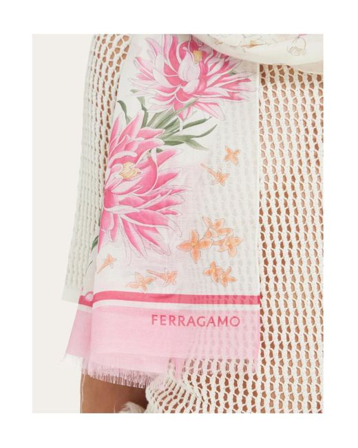 Ferragamo White Ferragamo Spring Print Scarf