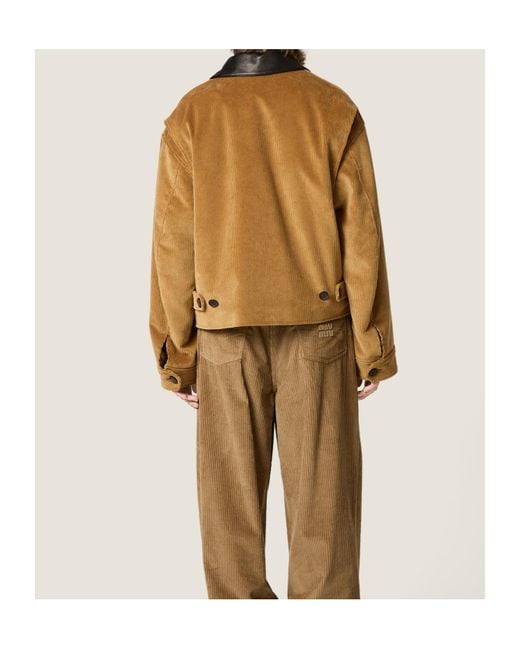 Miu Miu Brown Logo-Detailed Zipped Jacket