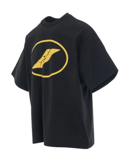 we11done Black Logo-Print Crew-Neck T-Shirt for men