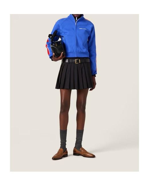 Miu Miu Black Pleated Pinstripe Miniskirt