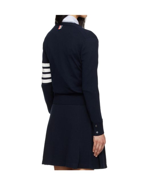 Thom Browne Blue Tennis Racquets V-Neck Cardigan