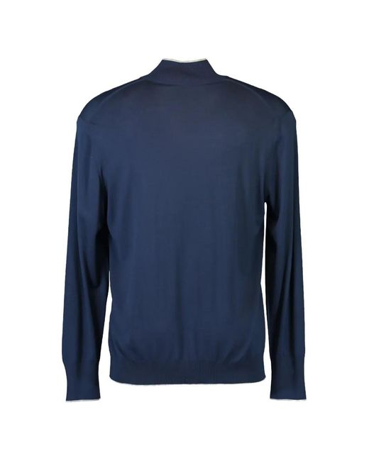 Eleventy Blue Half-Zip Long-Sleeve Sweater for men