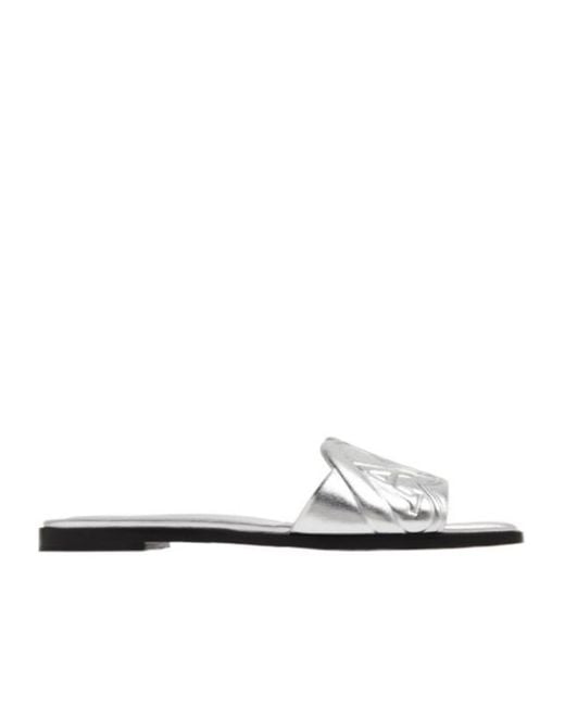 McQueen White Slip-On Flat Sandals