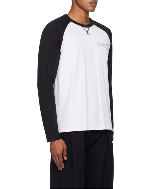Balmain Black Logo Printed Long-Sleeve T-Shirt for men