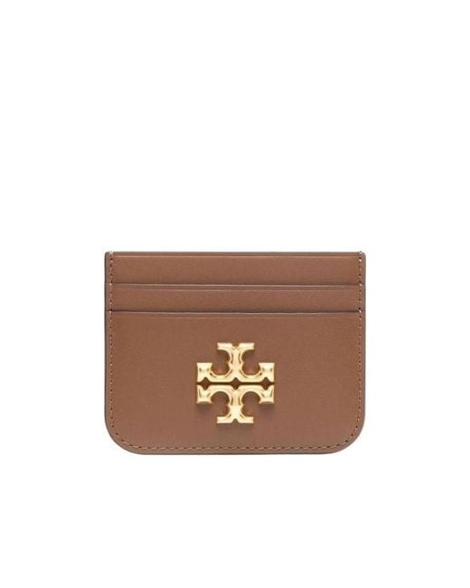 Tory Burch Brown Eleanor Logo-Plaque Cardholder