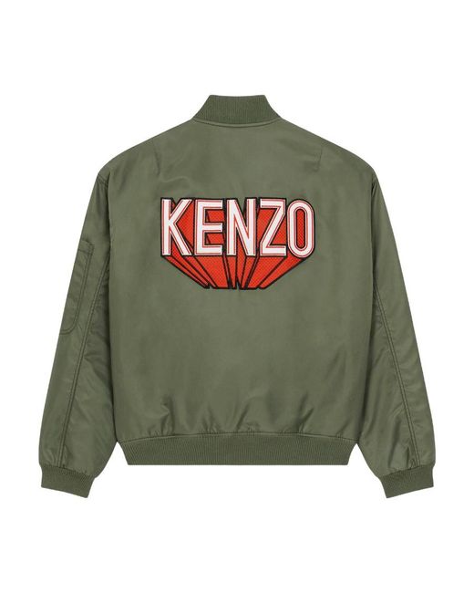 KENZO Green 3D Logo Zipped Bomber Jacket for men