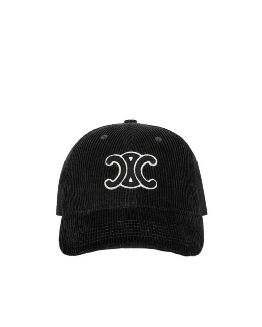 Céline Black Triomphe Baseball Cap for men