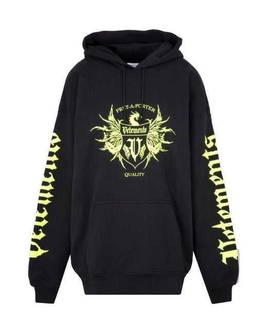Vetements Blue Logo-Print Cotton-Blend Hoodie for men