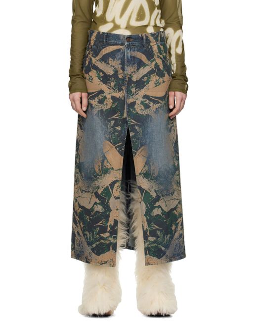 Acne Black Graphic Denim Maxi Skirt