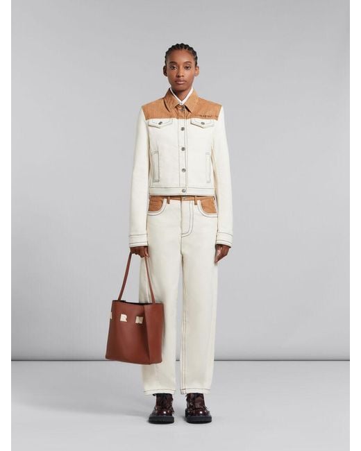 Marni Brown Museo Logo-Patch Small Shoulder Bag
