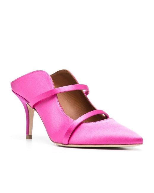 Malone Souliers Pink Satin Finish Pointed Toe Mules