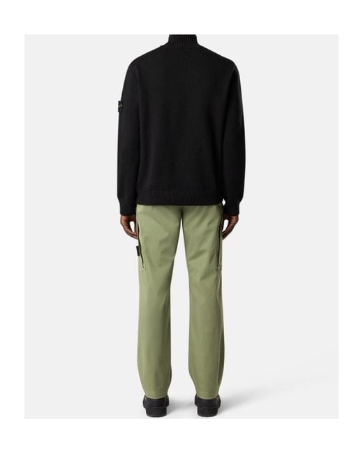 Stone Island Green Logo Patch Trousers for men