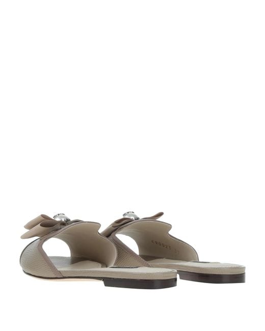 Dolce & Gabbana White Two-Tone Leather Slippers