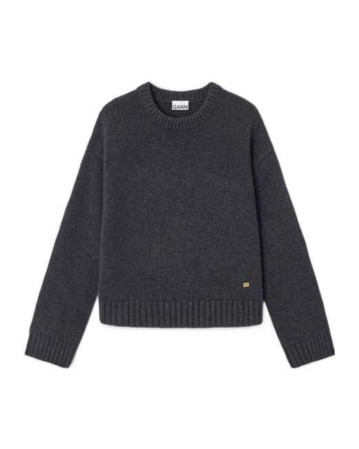 Ganni Blue Dark Wool Mix Jumper