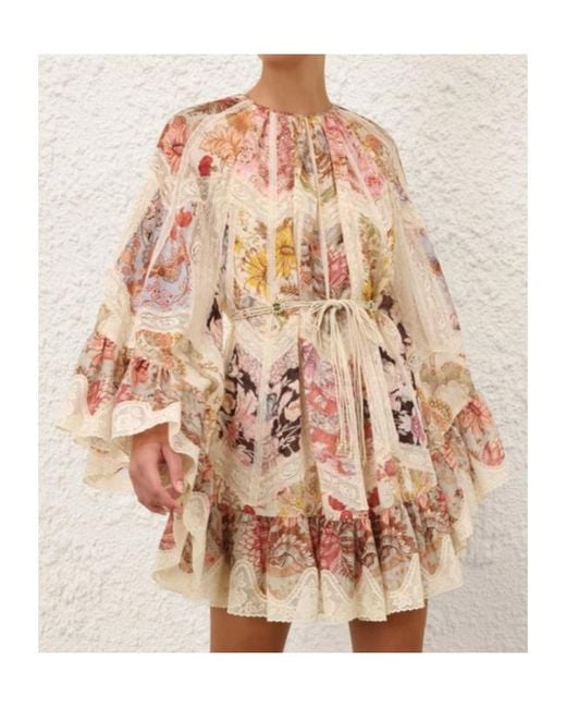 Zimmermann Multicolor Daylight Flutter Spliced Print Dress