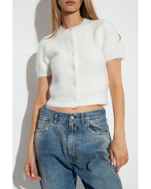 Maison Margiela White Button-Up Knitted Top