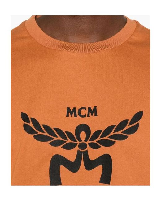 MCM Orange Logo Printed Crewneck T-Shirt