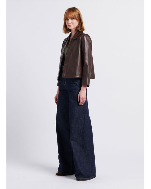 Ba&sh Brown Long-Sleeved Leather Jacket